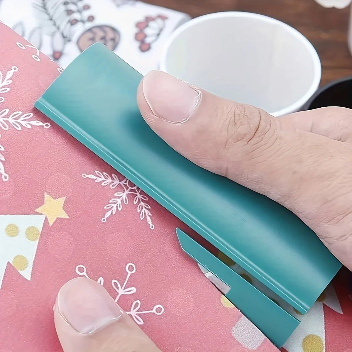 SAFESLICE – Mini Paper Cutter with Protected Blade for Clean Wrapping
