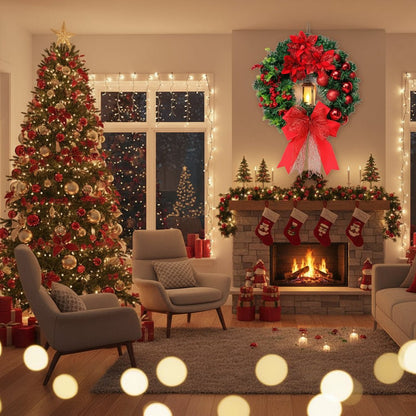 ORNAGLEAM – Wreath with Lantern and Ornaments for Radiant Christmas Charm