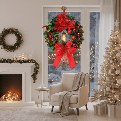 ORNAGLEAM – Wreath with Lantern and Ornaments for Radiant Christmas Charm