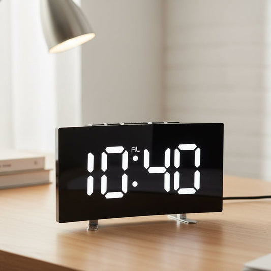 SILENTLITE – Slim digital alarm clock with large LED display & silent design