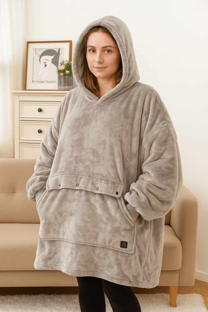 FLEECEFUSE™ USB Heated Hoodie Blanket – Stay Warm Anytime, Anywhere