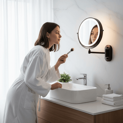 MAGNIFILUX – LED Magnifying Mirror with Adjustable Lighting and Rechargeable Battery