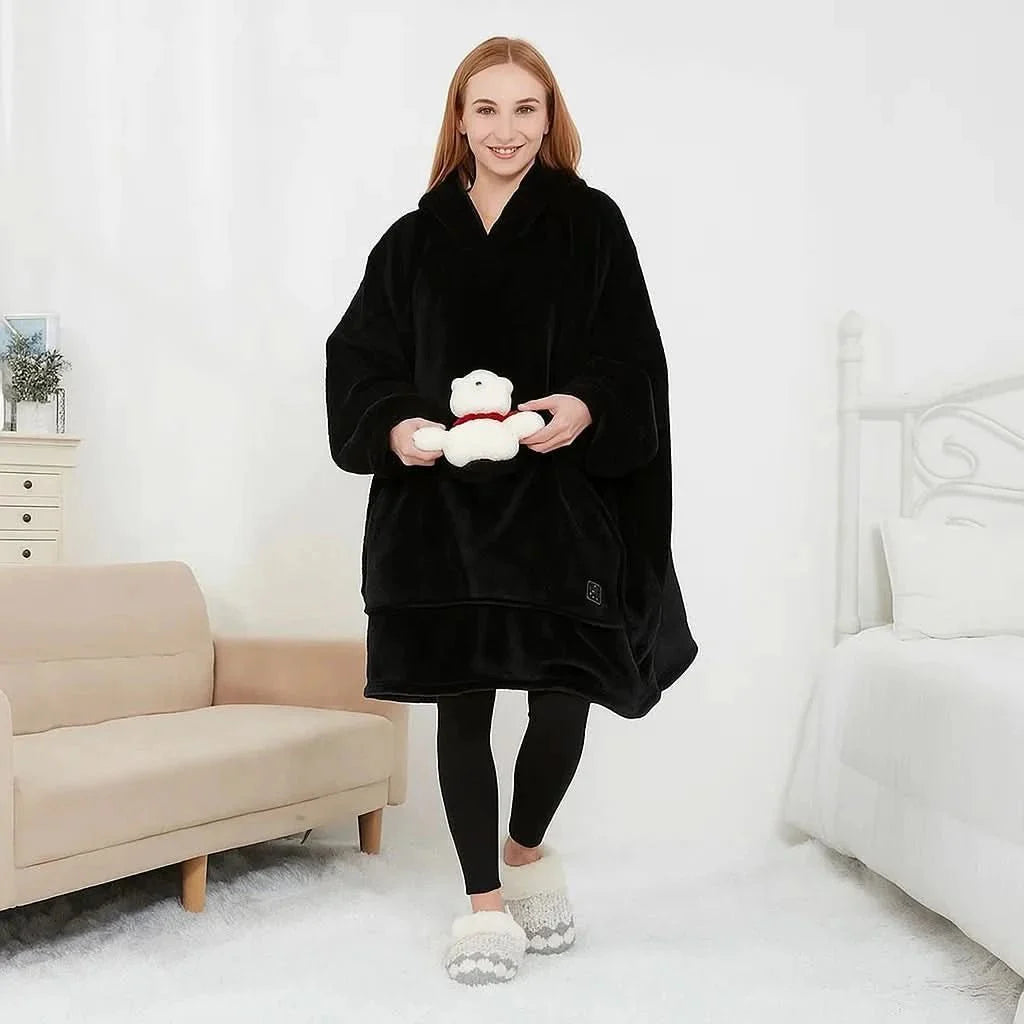 FLEECEFUSE™ USB Heated Hoodie Blanket – Stay Warm Anytime, Anywhere
