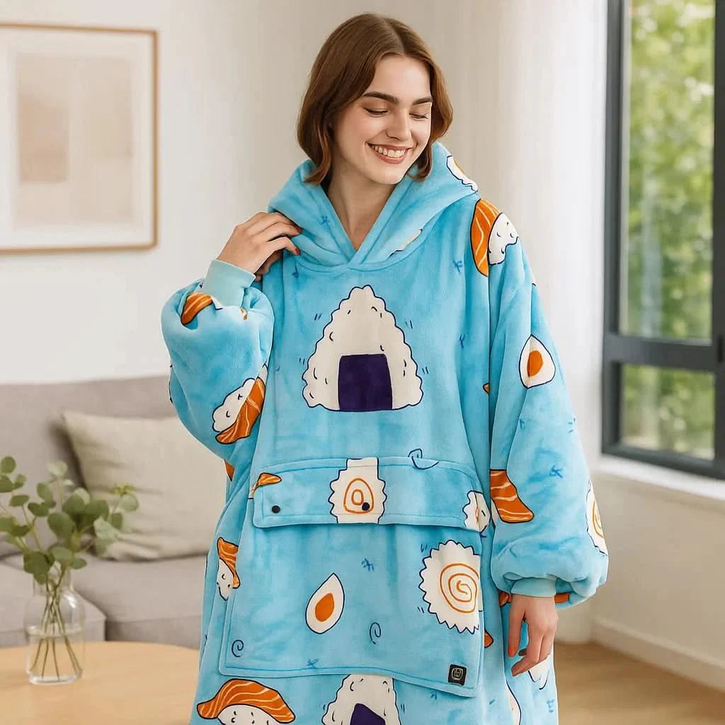 FLEECEFUSE – USB-heated blanket hoodie with fused warmth