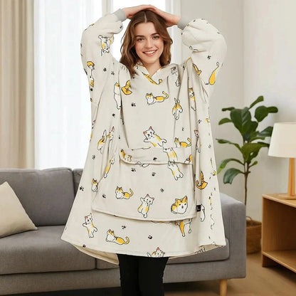 FLEECEFUSE™ USB Heated Hoodie Blanket – Stay Warm Anytime, Anywhere