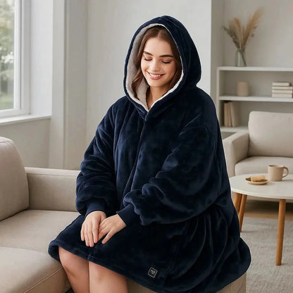 FLEECEFUSE™ USB Heated Hoodie Blanket – Stay Warm Anytime, Anywhere