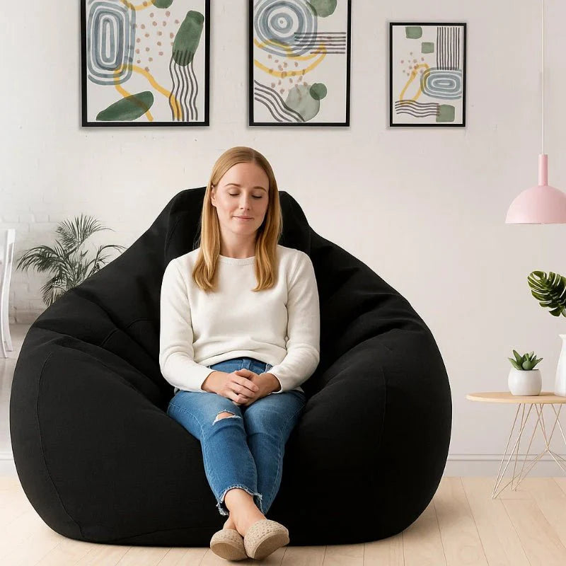 LinenLounge – Luxurious Linen Bean Bag Set with Filling