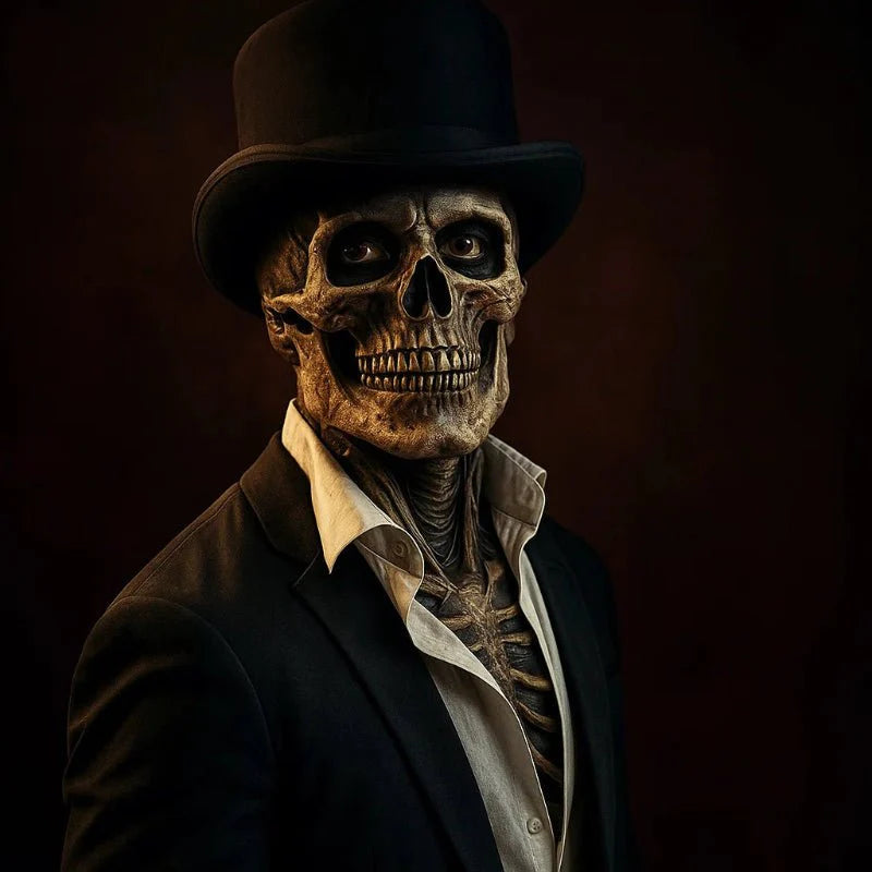 DREADSKULL – Realistic skeleton mask with hat for ultimate Halloween transformation