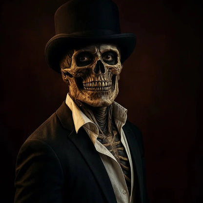 DREADSKULL – Realistic skeleton mask with hat for ultimate Halloween transformation