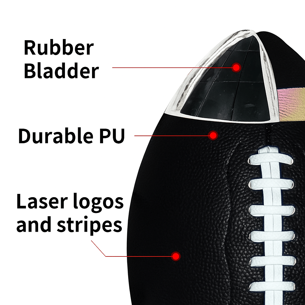 SWINGPASS – Official Rugby Ball Size 9 made of PU Leather for Training, Game & Outdoor Sports