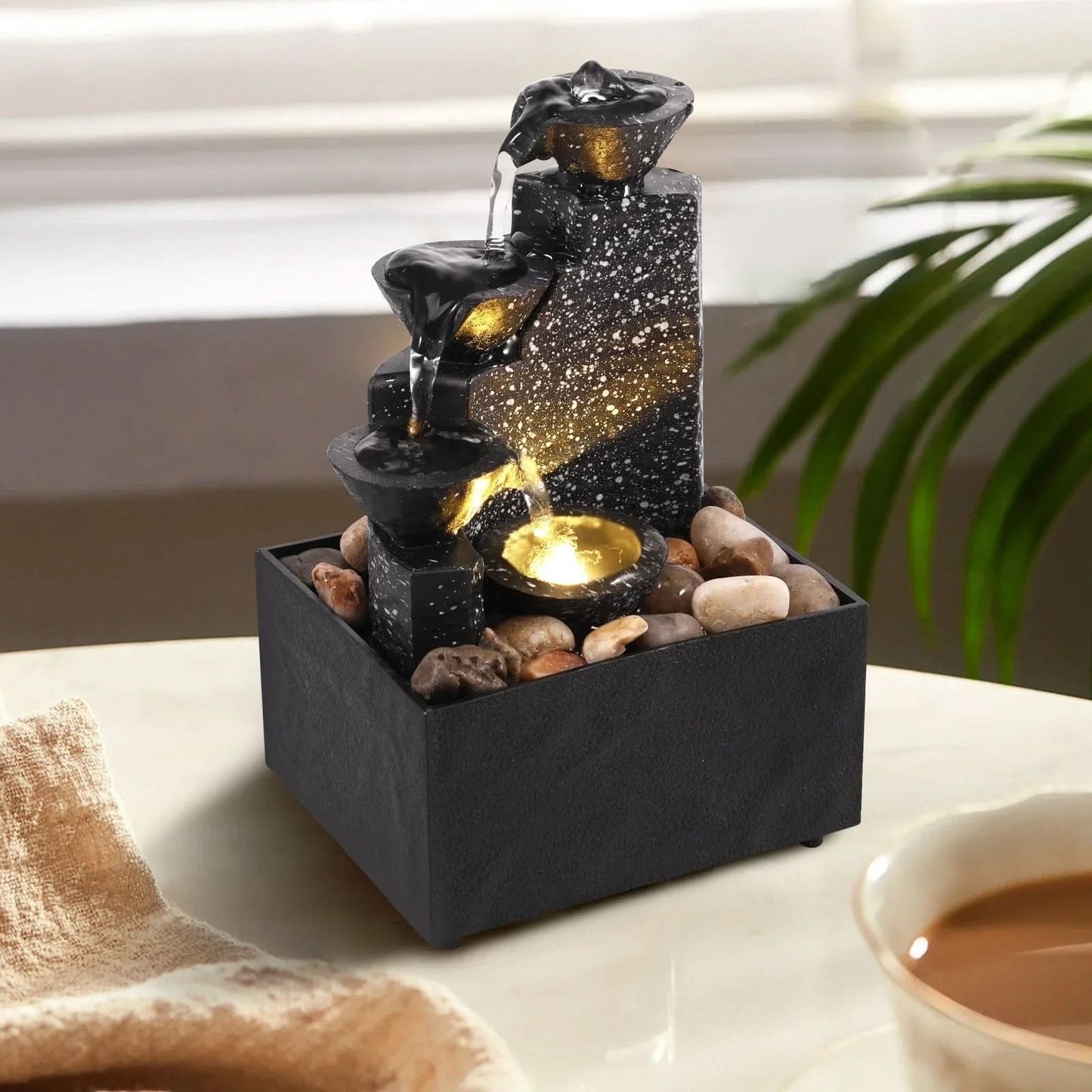 Waterfall fountain - calming & compact for a relaxed atmosphere