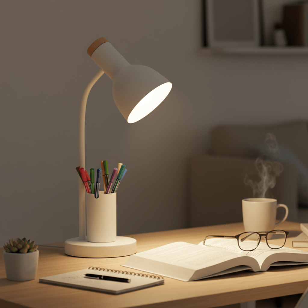 BrightHold – Modern LED Desk Lamp with Pen Holder for Desk & Home