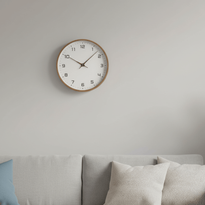 NordicTimber – Modern Solid Wood Wall Clock in Brown & Cream