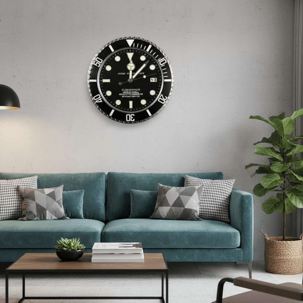 TIMELUME – Silent Wall Clock with Stainless Steel Frame & Luminous Hands (33 cm)