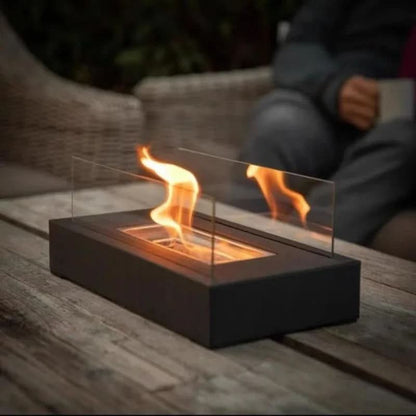 FlameGlow bioethanol table fireplace - Portable & stylish for indoors & outdoors