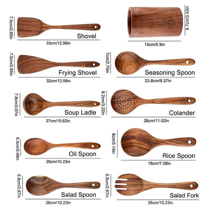 Teak kitchen utensil set - Elegant cooking utensils for modern kitchen gadgets