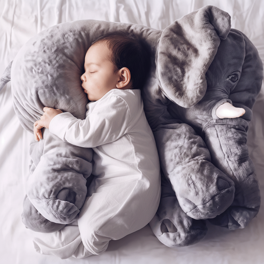 Cojín de peluche elefante – súper suave y cómodo para bebés y niños