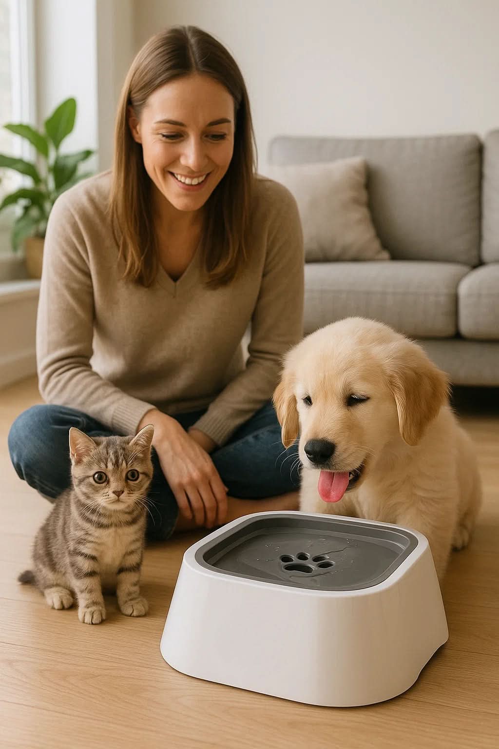 DRINKING GUARD – Water Bowl with Anti-Spill Function & Floating Disc