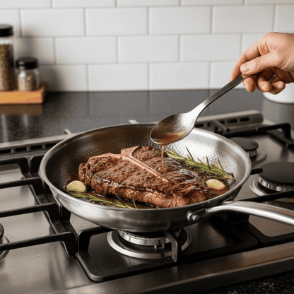 TitanForge Premium Pan 2.0 - Scratch-Resistant Titanium Pan Without Coating for Perfect Frying Results