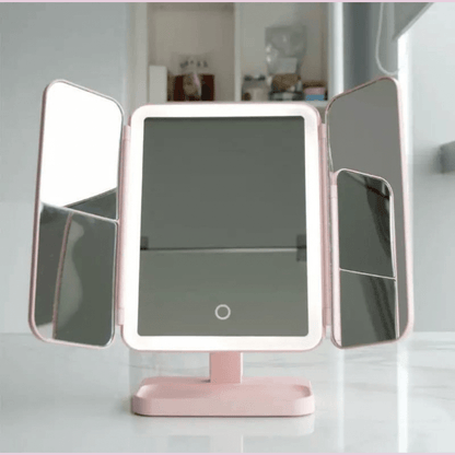 Glamlite Mirror - Three-part mirror with LED lighting in 3 colours for perfect make-up