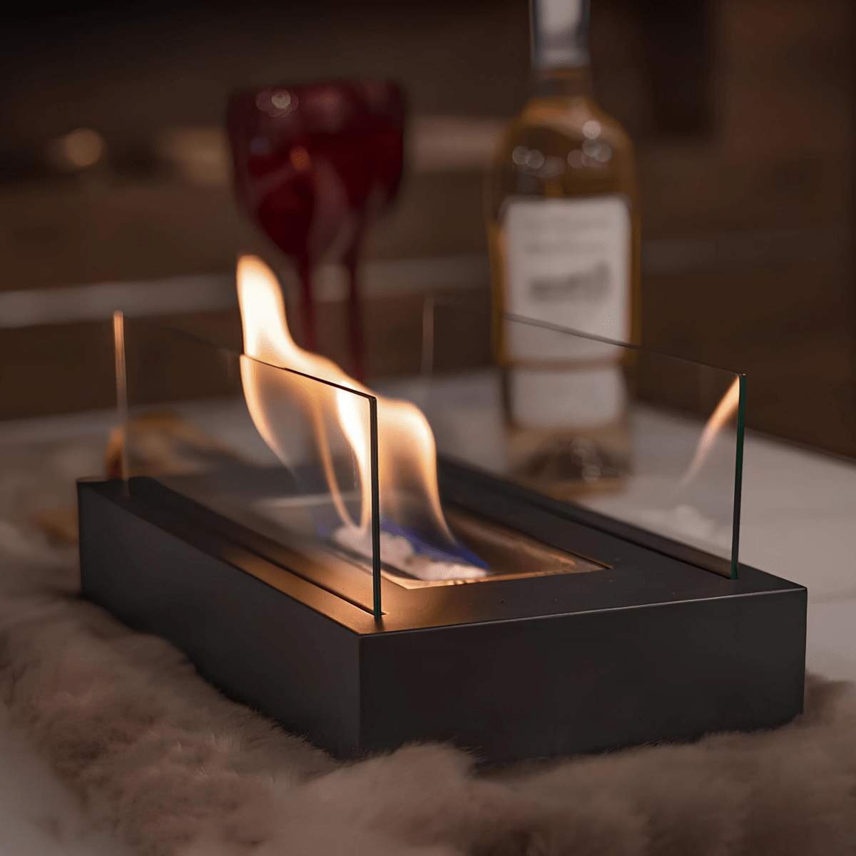 FlameGlow bioethanol table fireplace - Portable & stylish for indoors & outdoors
