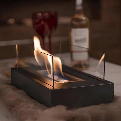 FlameGlow bioethanol table fireplace - Portable & stylish for indoors & outdoors