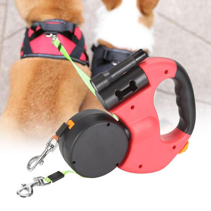 PROPET DUO - Rolling lead for two dogs with integrated torch