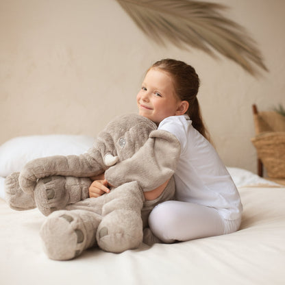 Cojín de peluche elefante – súper suave y cómodo para bebés y niños