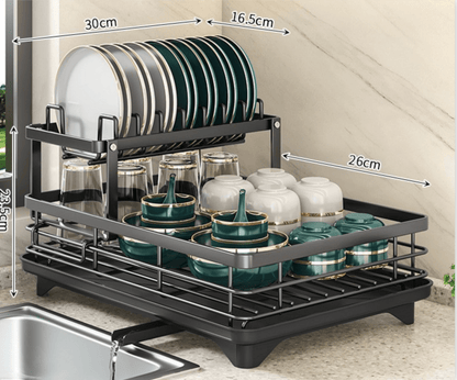 SPACEFLOW – Elegant Dish Drainer – Space-Saving Kitchen Organizer made of Stainless Steel