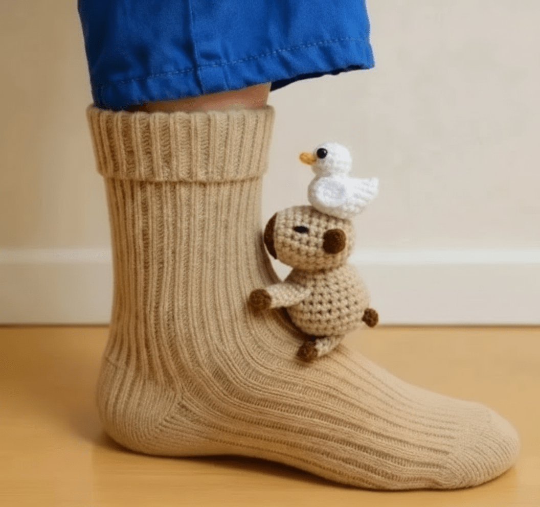 HUGFOOT – Cozy House Socks with Cute 3D Animal Accent & Secure Non-Slip Sole