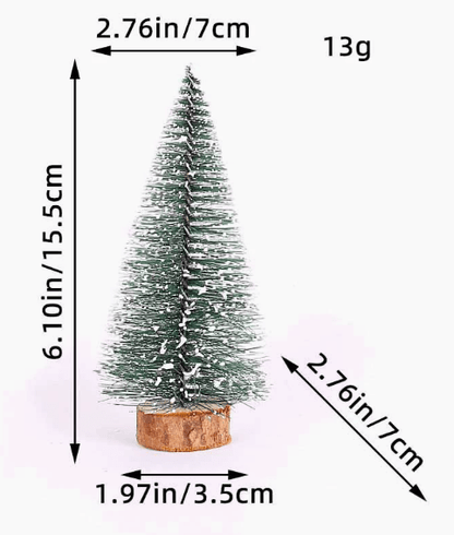 SNOWPINE BRUSH – Flocked Mini Fir Set (5 Pieces) for Christmas Decoration