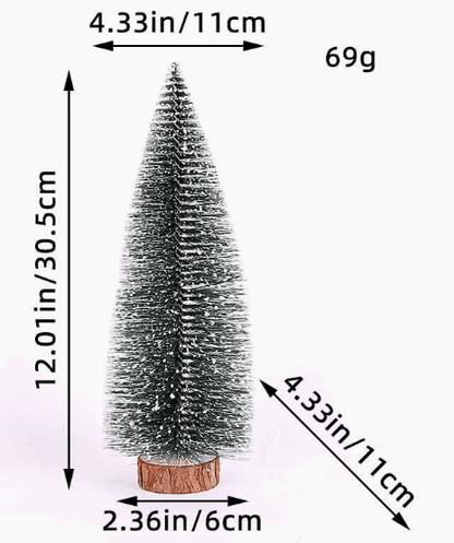 SNOWPINE BRUSH – Flocked Mini Fir Set (5 Pieces) for Christmas Decoration