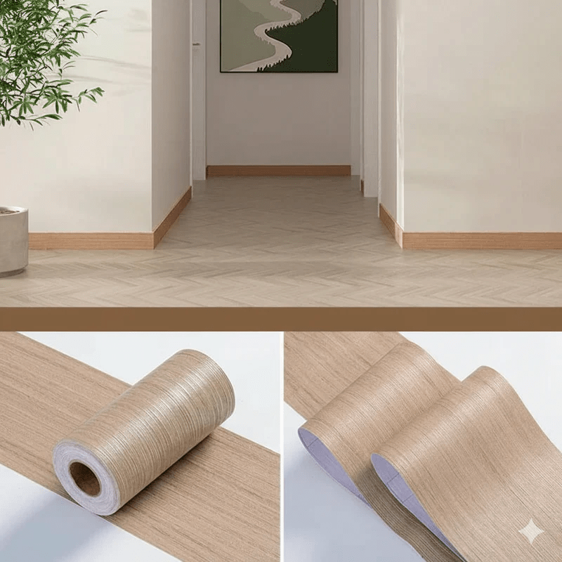 WoodLuxe Design Strip | PVC Wood Look Baseboard | Self-adhesive & Waterproof | Elegant Wall & Floor Decoration