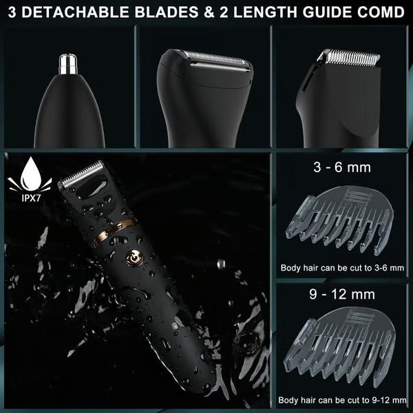 SHAVTRIQ – 3-in-1 Waterproof Body & Intimate Razor for Men