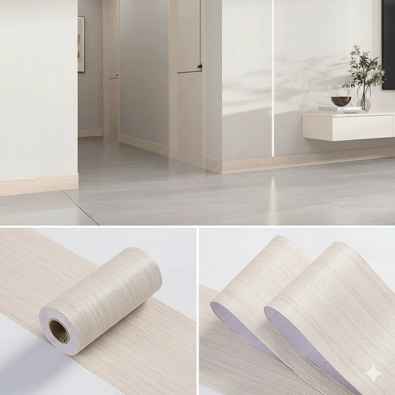 WoodLuxe Design Strip | PVC Wood Look Baseboard | Self-adhesive & Waterproof | Elegant Wall & Floor Decoration