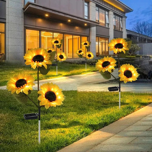 Waterproof solar lamp in sunflower model for garden and outdoor areas - Automatic lighting