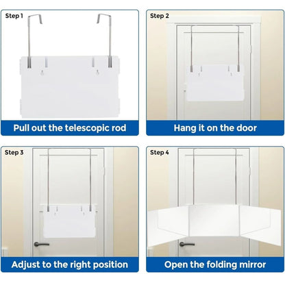 TRIFLEX Mirror - Foldable 3-way mirror with hook for make-up, hair styling & shaving