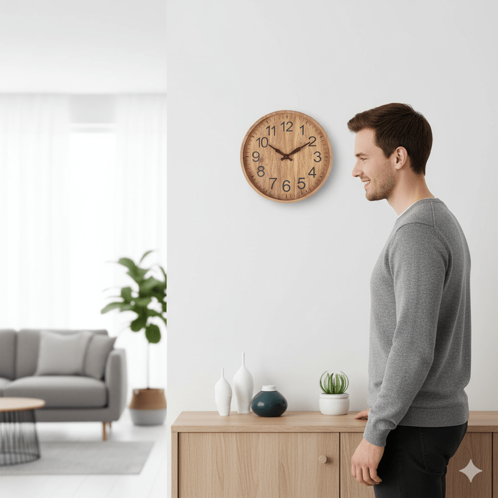 Wooden clock - Natural charm for your home - 30 cm, quiet and stylish