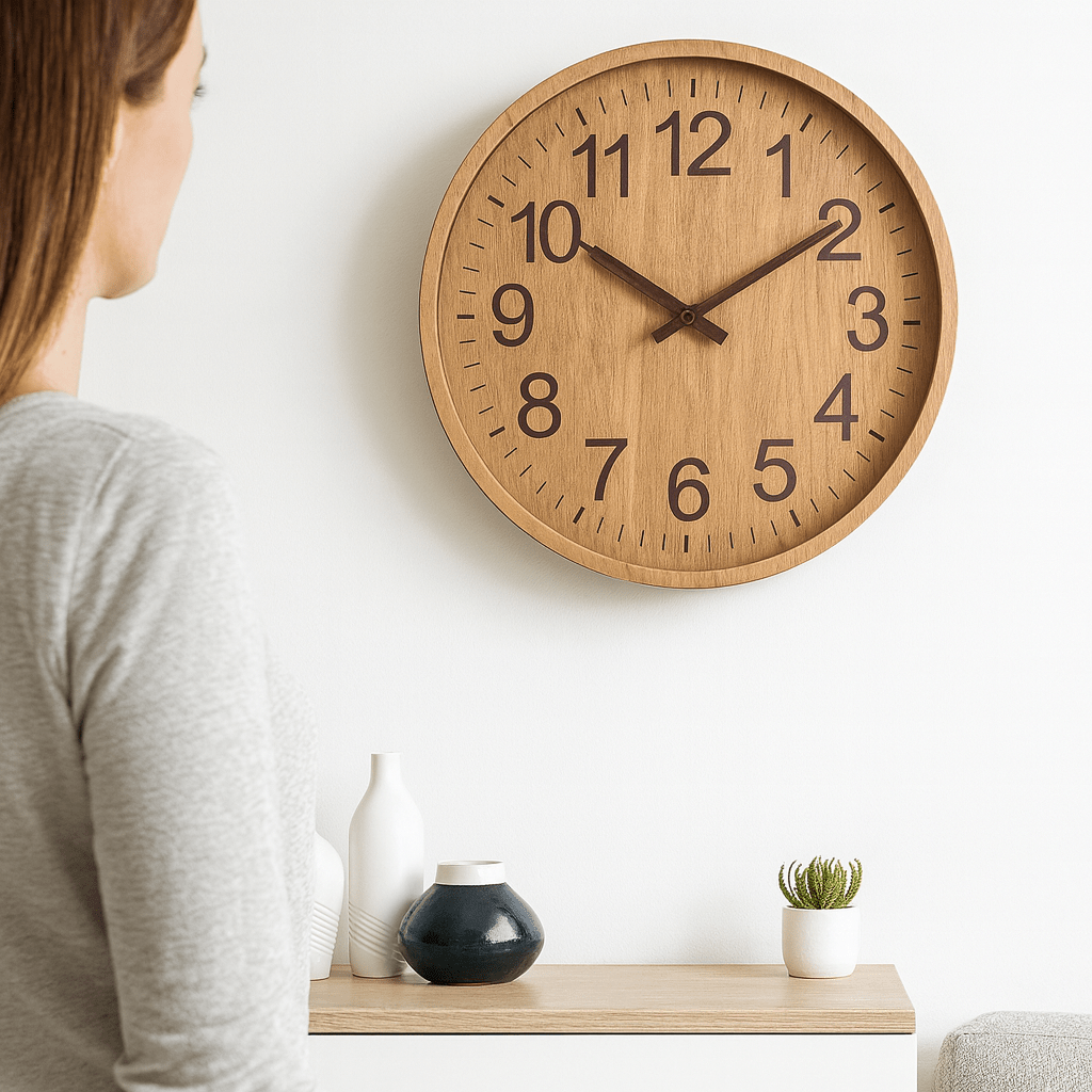 Wooden clock - Natural charm for your home - 30 cm, quiet and stylish