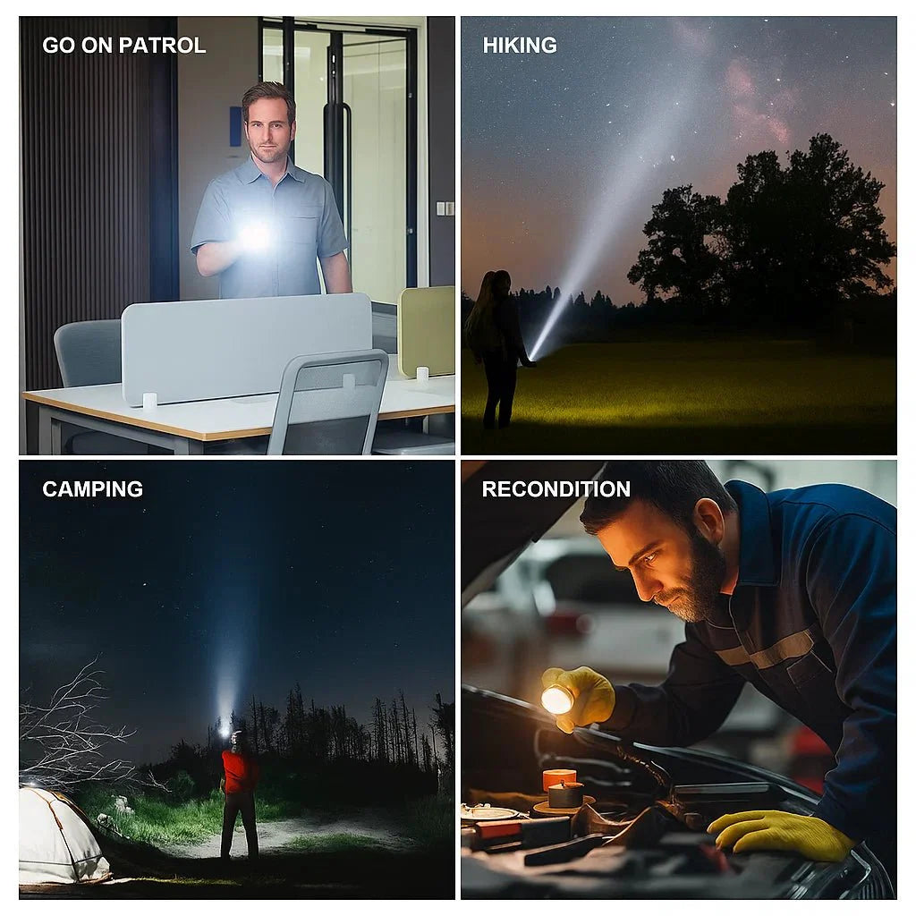 LUMATRON – Powerful LED Flashlight with 100000 Lumens, USB Charging & Waterproof Zoom Design